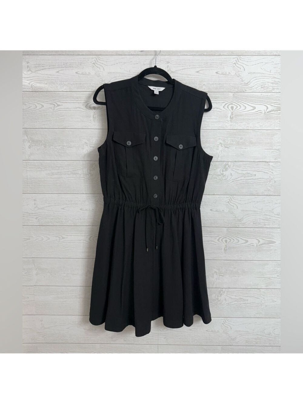 Nine West women’s Black Rayon Sleeveless Midi Dress. Size L